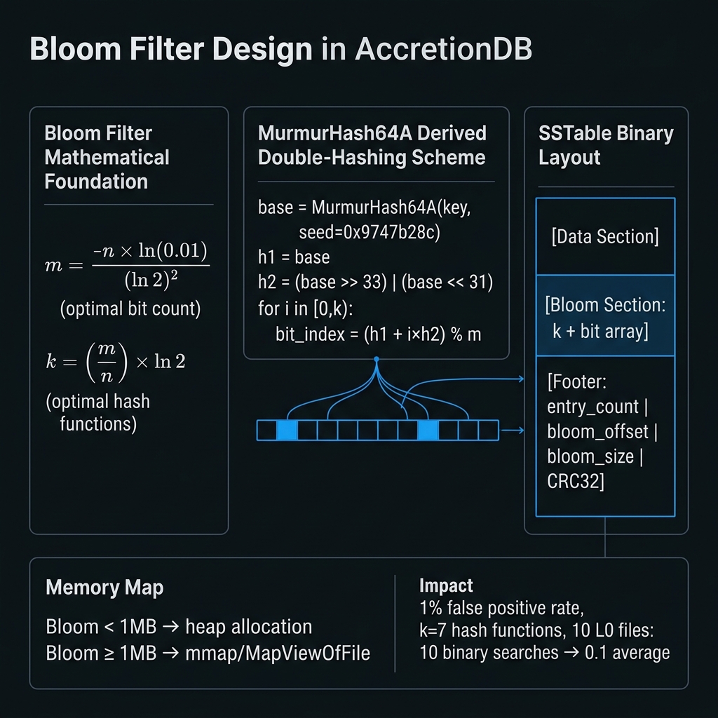 AccretionDB Bloom Filter design and embedding