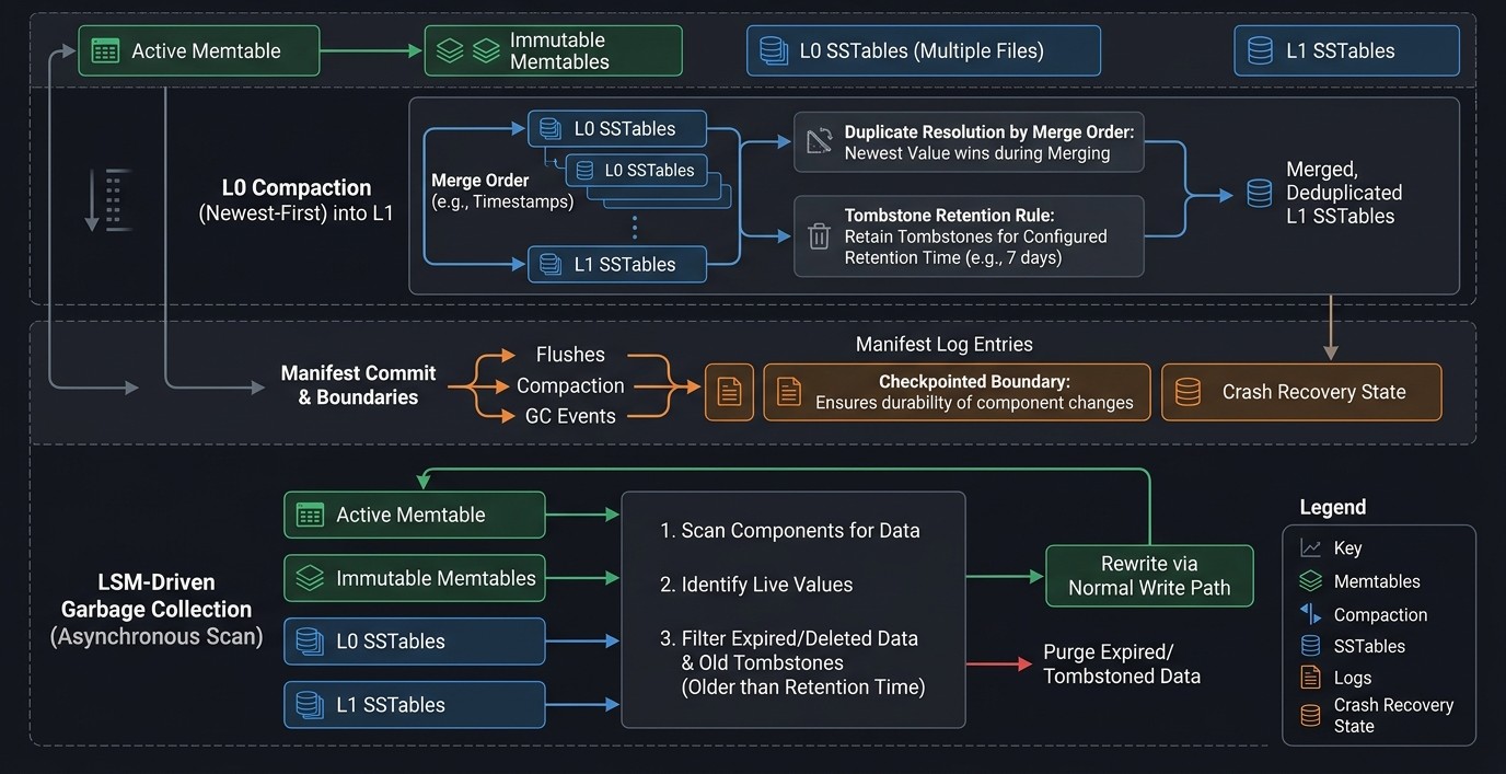 AccretionDB compaction and garbage collection